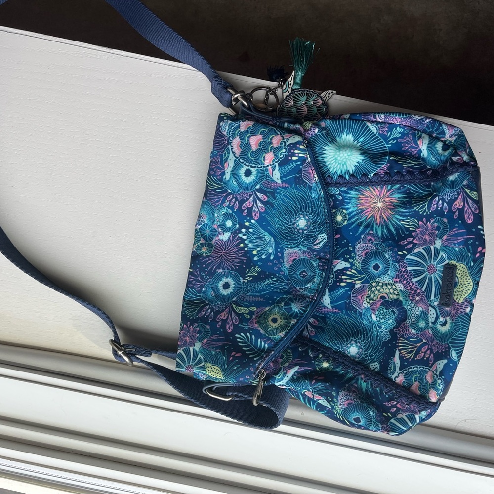 Sakroots Blue and Pink Paisley Crossbody Bag